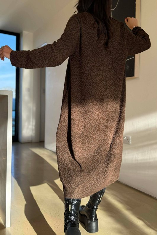 Copenhagen Crackle Cocoon Dress Chocolate